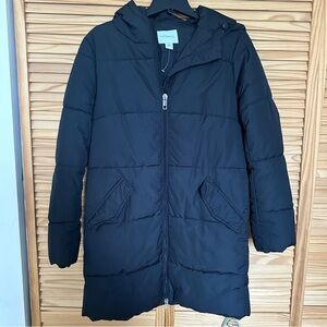 Black Midi Puffer Jacket M Medium